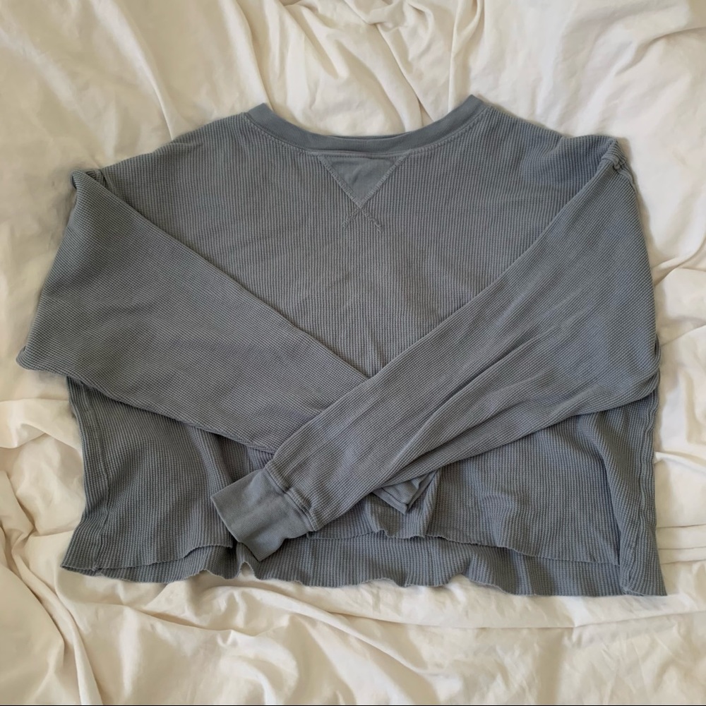 Brandy Melville Long Sleeve Waffle Knit Top Sage Green